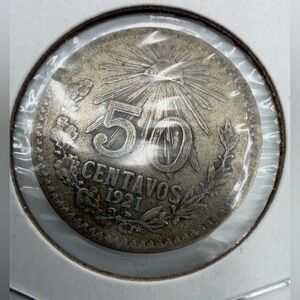 1921 Mexican 50 Centavos silver coin .800 Fine Silver